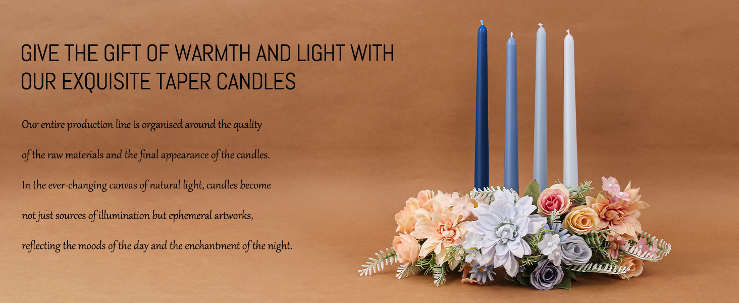 Classic blue candle set in modern decor, wedding or celebration