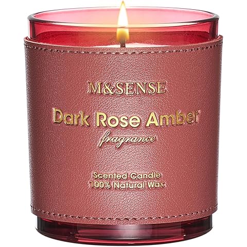 M&SENSE Rose Amber Scented Candles-Vegan Soy Wax, Floral Naturally Scented, No Toxin 10oz 42-Hour Long Burning Time, Relaxing Aromatherapy Candle for Bathtub, Rooms, Date Night, Fancy Gift Ideas