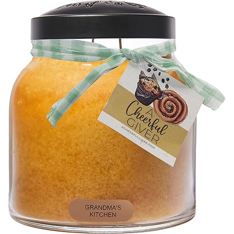 A Cheerful Giver — Grandma's Kitchen - 34oz Papa Scented Candle Jar with Lid - Keepers of the Light - 155 Hours of Burn Time, Gift for Women, Orange