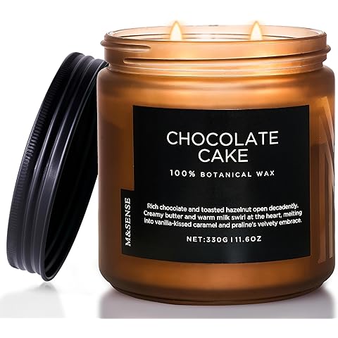 M&SENSE Chocolate Layer Cake Scent Candles, Large 11.6oz Natural Soy Wax 70 Hours Burn Time Clean Non Toxic Scented Classic 2 Wicks Candle for Bedroom Living Room Office