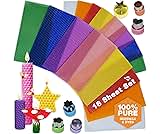 Beeswax Candle Making Kit for Kids - 100% Pure Bees Wax (16 Multicolor Sheets) DIY Candle Rolling Supplies for DIY Art Craft and STEM Projects for Boys and Girls – Includes 6 Safe Wax Cutter Tools