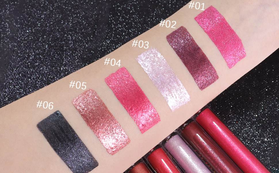 evpct 1Pcs Crimson Red Pearlescent Shimmer Lip Gloss, Long Lasting glitter Liquid Lipstick
