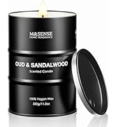 M&SENSE Scented Candle, Oud Sandalwood Medium Jar Candle Gifts for Men, 70 Hours Slow Burning Nat...