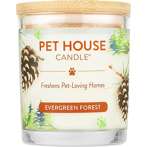 One Fur All Pet House Christmas Candles, Long Lasting, Clean Burning, Soy Wax Scented Candles for Pet Odor, Evergreen Forest