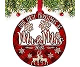 Fastpeace Our First Christmas as Mr and Mrs 2025 Ornament – Acrylic Holiday Tree Decoration & Wedding Keepsake, First Christmas Ornament for Newlyweds, Romantic Couple Décor Gifts