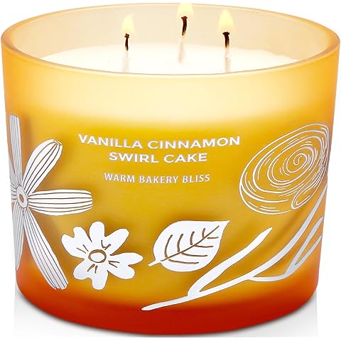 Vanilla Cinnamon Swirl Cake 3-Wick Soy Candle | Highly Scented Bakery Candle | 14.5...