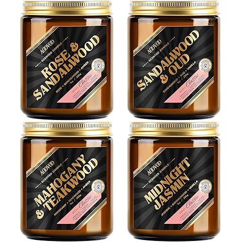 AOOVOO Scented Candles Set - 4 Pack Soy Candles for Home Scented, 36 oz 200 Hours Burn, Aromatherapy Candle for Men Women, Candle Gift