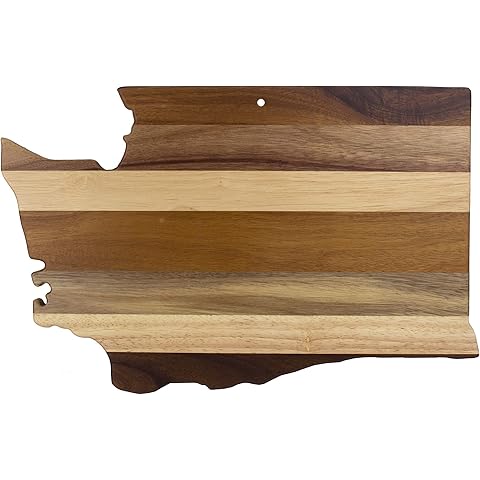 Totally Bamboo Rock & Branch Series Shiplap Washington State Shaped Wood Serving and Cutting Board | Great for Wall Art 15-1/2