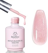 Beetles Builder Gel Hema Free 0.51 OZ Nude Glitter 7 in 1 Hema Free Enhanced Gel for Building Ape...