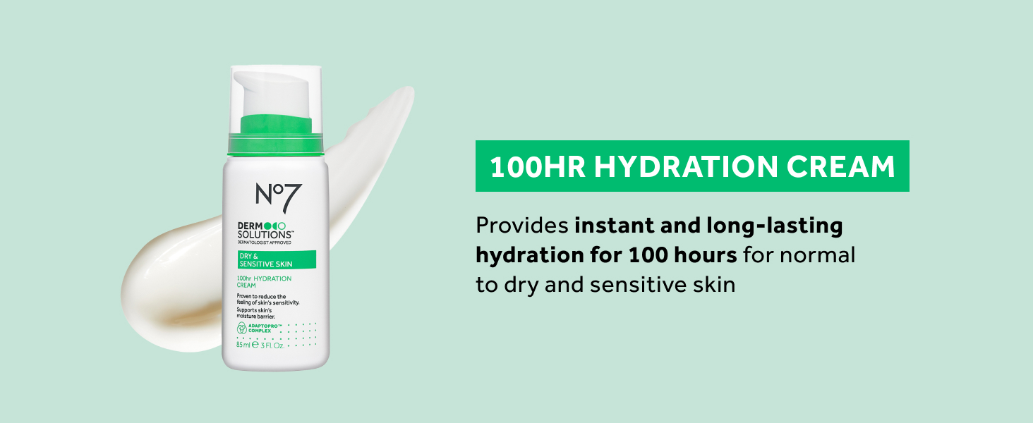 100hr hydration cream provides instant and long-lasting hydration for 100 hours for dry skin