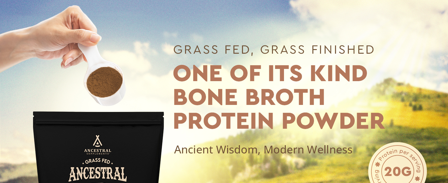 rganic, natural, grass-fed beef & bone broth protein powder, no sugar, reishi, lions mane, chaga