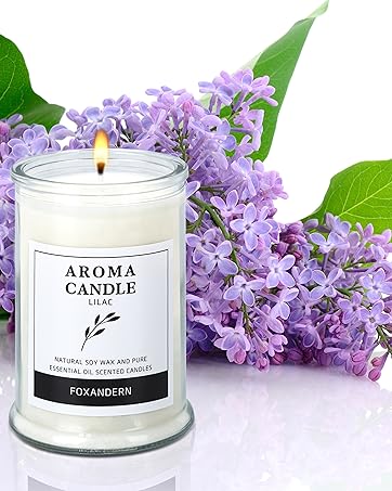 Large Candles for Home Scented, Lilac,  Bathroom Odor Eliminating Candle