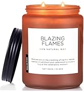 M&SENSE Blazing Flames Scented Candles with Log Fire - Patchouli & Cedarwood, Large Natural Soy 1...