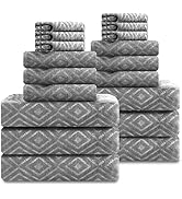 Smuge 18-Piece Bath Towel Set, Include 6 Bath Towel Sheets, 6 Hand Towels and 6 Washcloths - High...