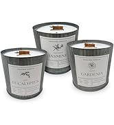Dough Bowl Candle Co. Set of 3 Wood Wick Candles - Wooden Wick Candles That Crackle, Corrugated M...
