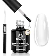 Beetles Builder Gel for Nails: 15ml Low Heat Clear 7 in 1 Builder Strengthener with Detachable Li...