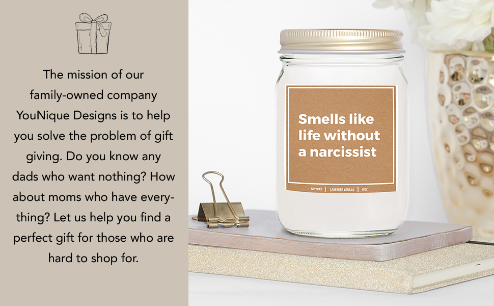 Life Without A Narcissist scented lavender vanilla soy wax white candle for women, 8 oz, gift logo
