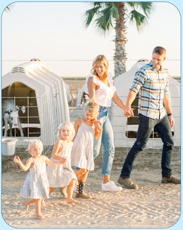 Family walking on dairy