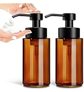 GMISUN Glass Foaming Soap Dispenser, 10 Fl oz / 300ml Amber Glass Soap Dispenser for Bathroom & K...