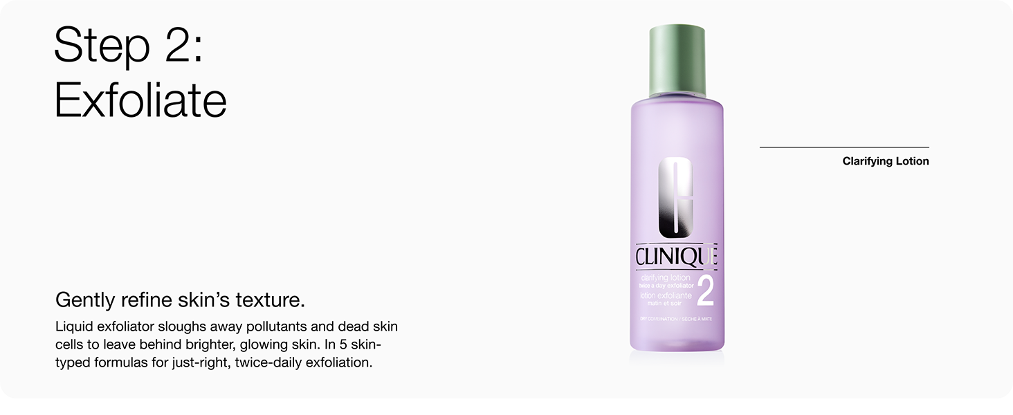 Exfoliate, gently refine skin's texture, liquid exfoliator sloughs away pollutants + dead skin cells