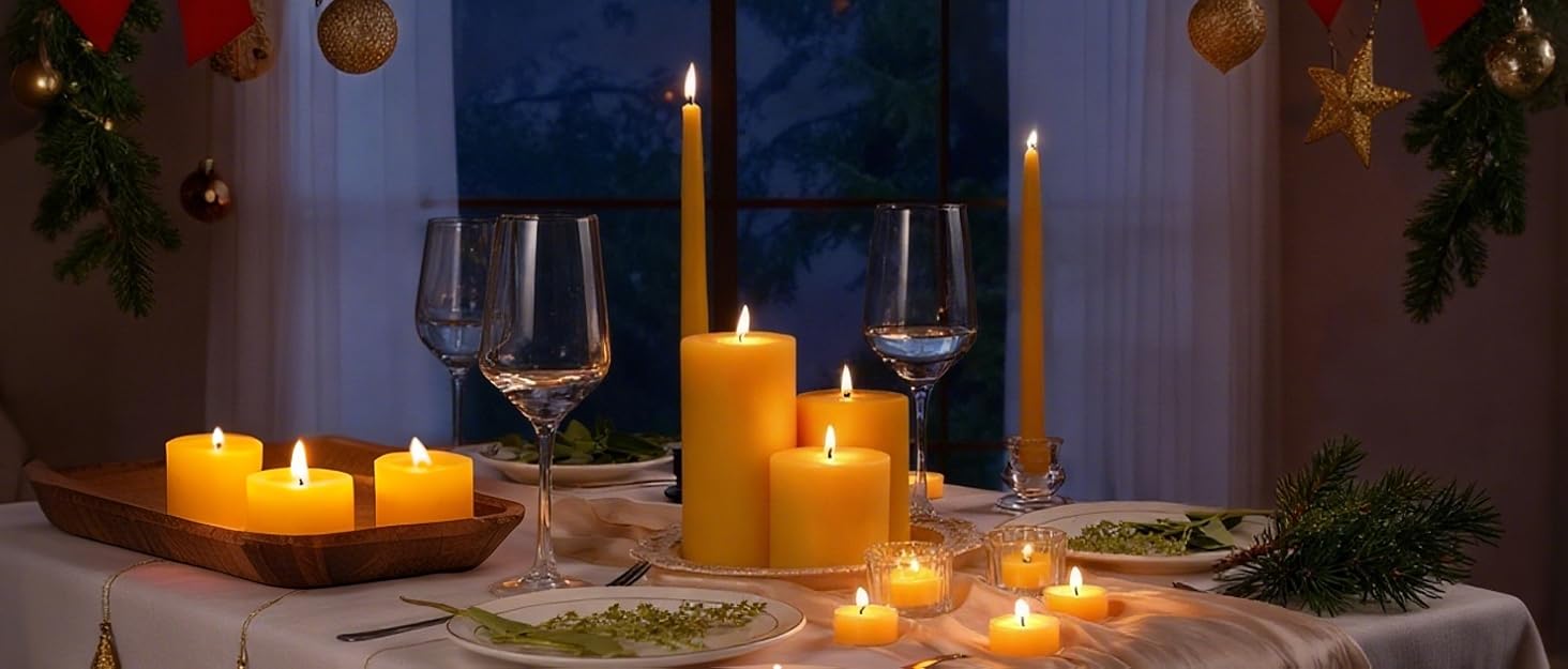 Natural Beeswax Pillar Candle