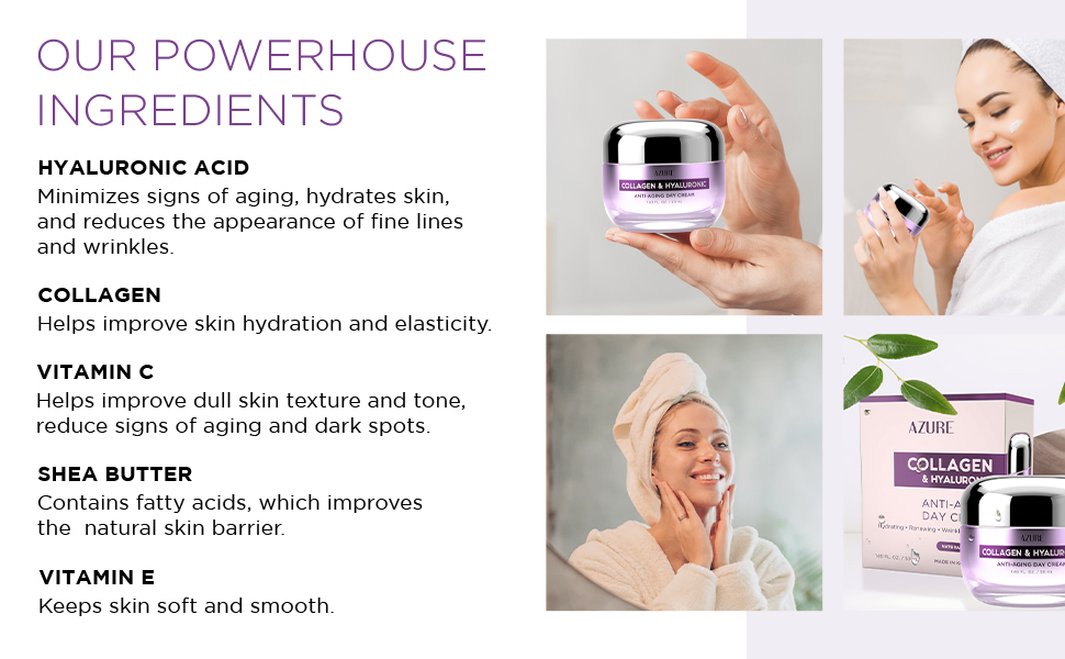 Azure - Collagen & Hyaluronic Anti Aging Day Cream 50mL 7