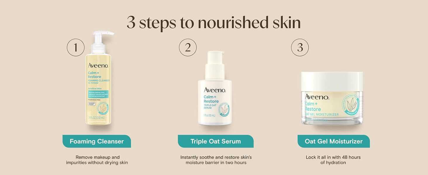 Foaming Face Cleanser, women men cleanser, Triple Oat Serum, women men serum, Face moisturizer