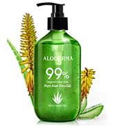Aloderma 99% Organic Aloe Vera Gel Made within 12 Hours of Harvest - Lightweight, Non-Sticky Aloe...