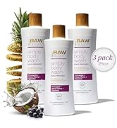 Raw Sugar Simply Body Wash, Pineapple + Maqui Berry + Coconut (Pack of 3) Moisturizing & Brighten...