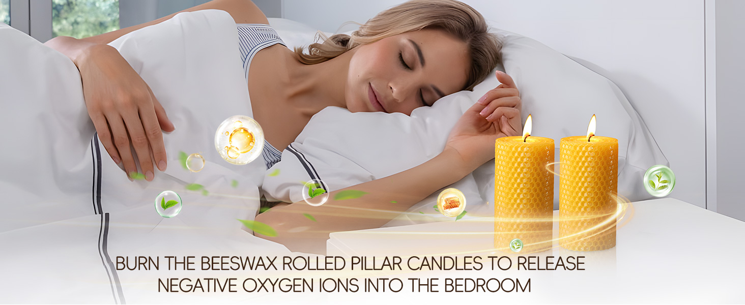 Burn the beeswax tapet candle to release negative oxygen ions into the bedroom