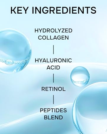 active ingredients in face serum are retinol, hyaluronic acid, collagen and peptides blend