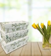 VOTUM Set of 3 Nesting Hinged Lid Storage Boxes - Decorative Stackable Spiritual Paperboard Conta...