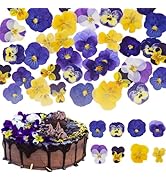 50 Pcs 8 Kinds Natural Dried Pressed Edible Flowers for Cake Topper Decorating - Mix Viola Tricol...