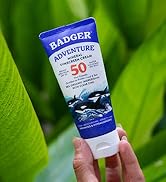 Badger Mineral Sunscreen SPF 50 Zinc Oxide Sunscreen with 98% Organic Ingredients, Reef-Safe, Bro...