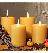 4 Packs Natural Beeswax Pillar Candles, 212 Hours Long Burning Organic Emergency Candle 2.8x4in U...