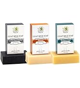 Southern Natural Goat Milk Soap Bar (Variety 3 Pack) Dead Sea Mud & Charcoal, Patchouli, Eucalypt...