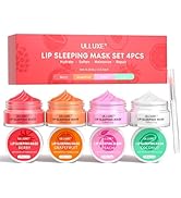 Lip Mask Set 4 Pcs, Overnight Lip Sleeping Mask with Shea Butter, Hyaluronic Acid & Vitamin C Nou...