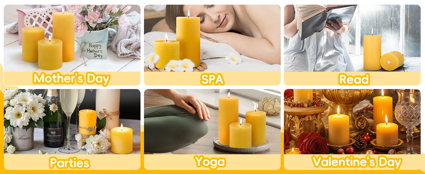 beeswax pillar candles for patties yoga read spa mother day valentine day