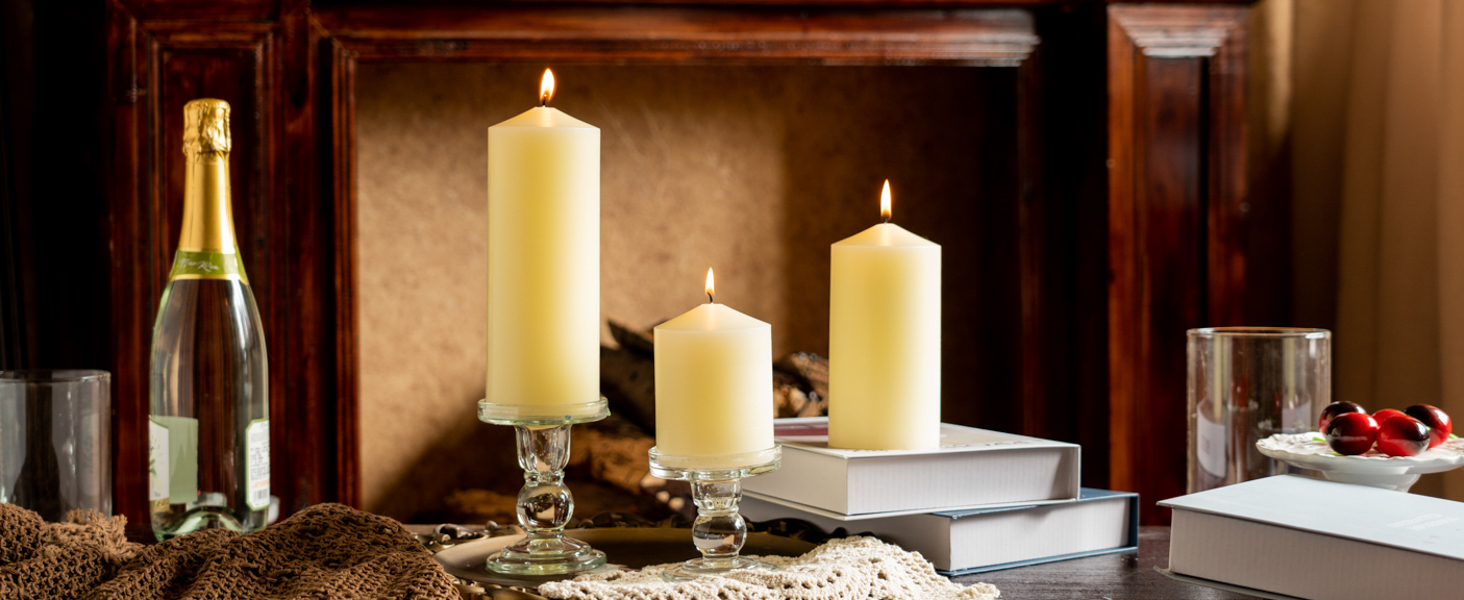 mozeal ivory pillar candles