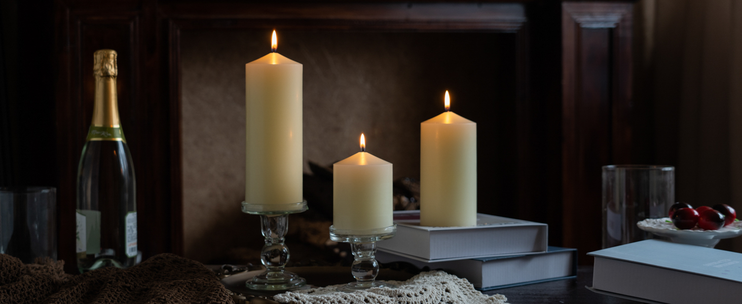 MOZEAL ivory pillar candles