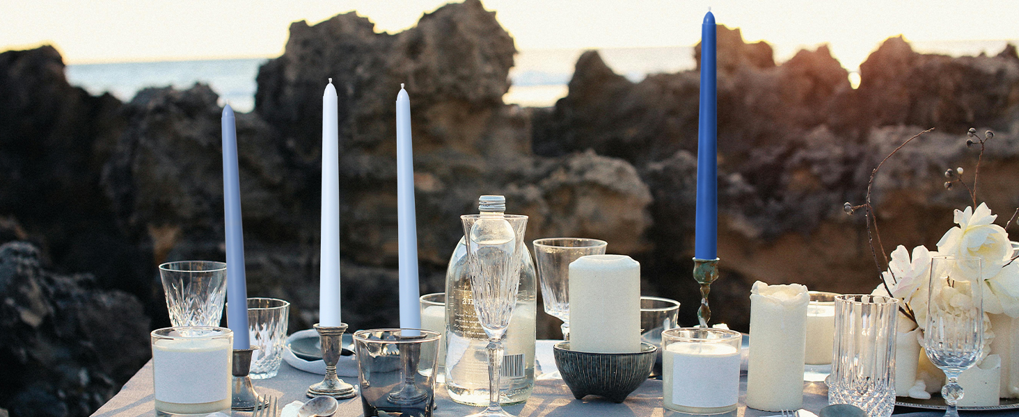 Blue candle sticks set for table decoration, dinner party, birthday and festival