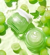Green grapes face cream with green background