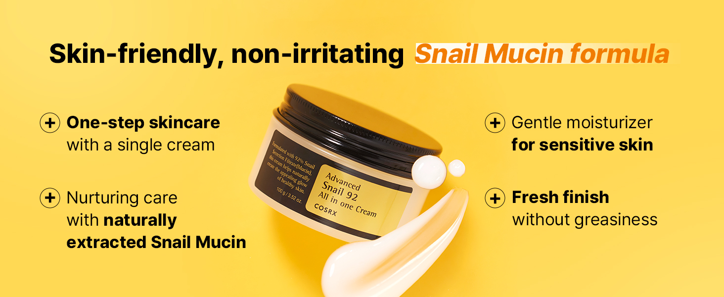 cosrx snail secretion filtrate 92% advanced 92 snail mucin power cream100ml daily repair cream