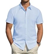 J.VER Men's Short Sleeve Dress Shirts Stretch Stain Shield Casual Button Down Shirts Solid Formal...