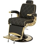 Buy-Rite Zeus Gold Professional Heavy-Duty Barber Chair with Stunning Gold Metal Frame, Reinforce...