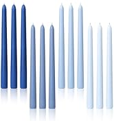 Viyffo 10 Inch Taper Candles Blue Set of 12 Unscented, Dripless, Smokeless Long Tall Tapered Cand...