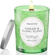 M&SENSE Wooden Wick Scented Candles, Ginger YlangYlang Candles, 100 Hours Slow Burning No Toxin N...