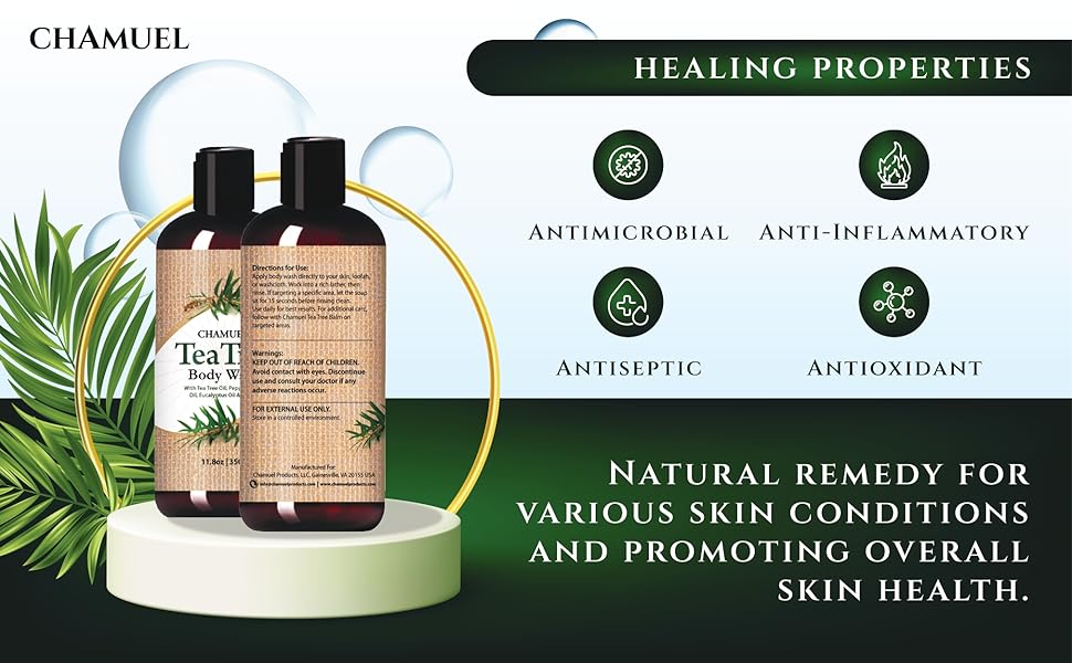 tea tree body wash organic skin care feet natural scented suits skin type paraben fights body odor