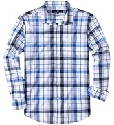 J.VER Mens Button Down Shirts Casual Long Sleeve Dress Shirt Cotton Collared Work Plaid Tops with...