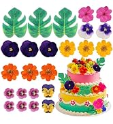 60 PCS Edible Flowers Cake Decoration - 40 PCS Real Pressed Flowers & 20 Edible Tropical Turtle B...